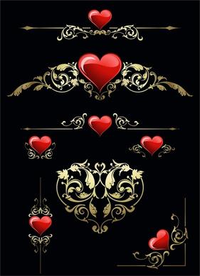 valentine decor elements shiny red heart symmetrical decor