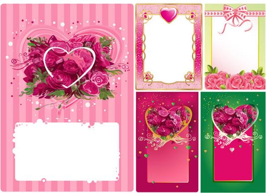 heart shaped rose border frame vector