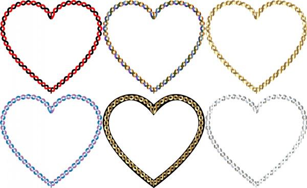 heart shapes vector illustration with colorful chain border