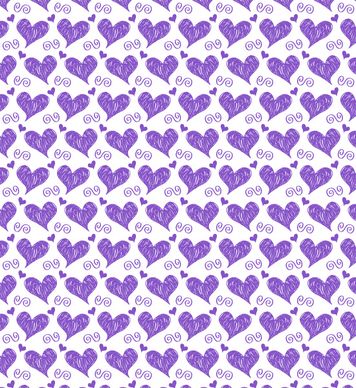 heart sketched seamless vector patterns