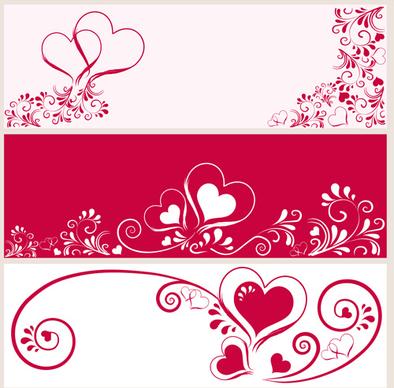 heart with floral banner vector graphics
