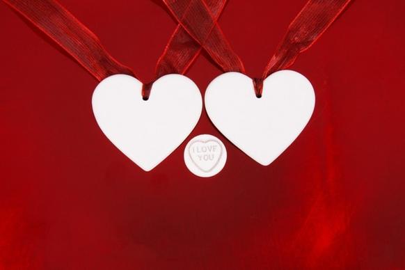 hearts on red background