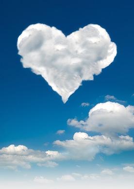 heartshaped clouds stock photo