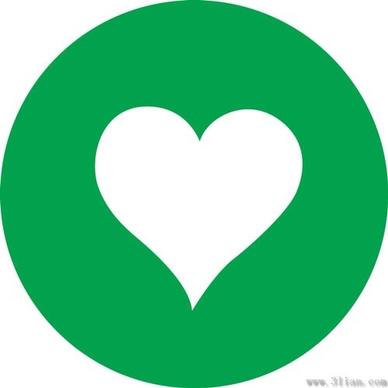 heartshaped icon vector green background