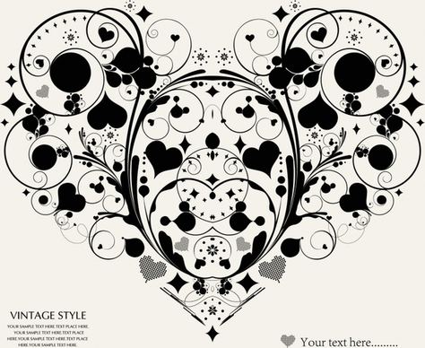 hearts background vintage decor symmetric layout
