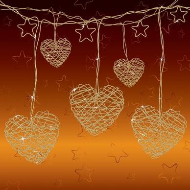 valentine background hanging hearts stars shapes messy sketch