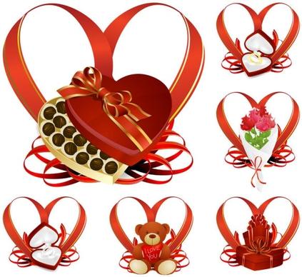 heartshaped ribbon with a gift vector