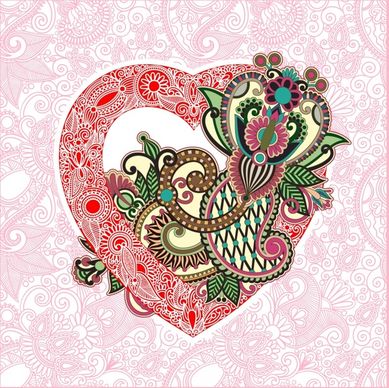 heartshaped valentine39s day card line art vector