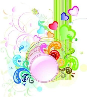 colorful abstract background various hearts swirled decoration