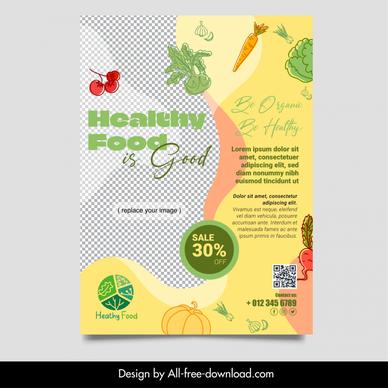 heathy food flyer template dynamic food elements checkered 