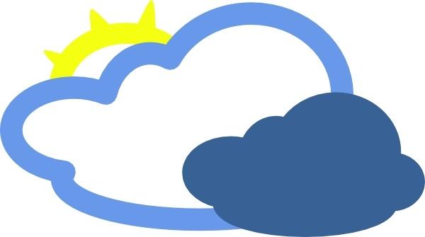 Heavy Clouds And Sun Weather Symbol clip art