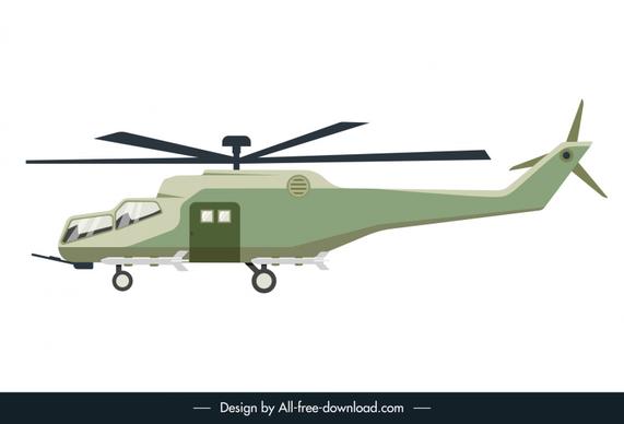 helicopter army icon modern design flat shaped sketch