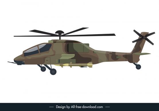 helicopter army icon modern flat design