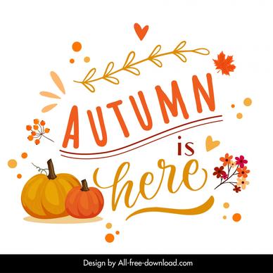 hello autumn typography banner template classical elegant nature elements 