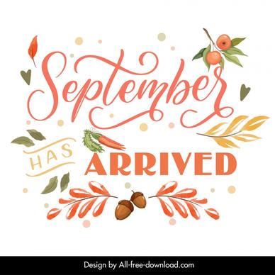 hello autumn typography poster template elegant classic nature elements