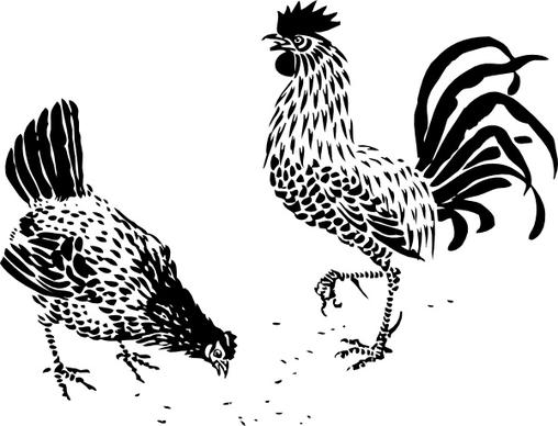 Hen And Rooster clip art