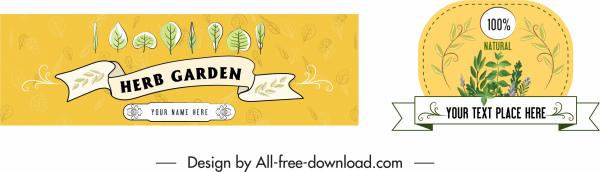 herb advertising labels background colored classical decor