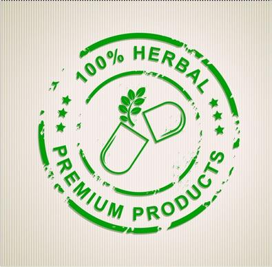 herbal product stamps green circle design capsule icon