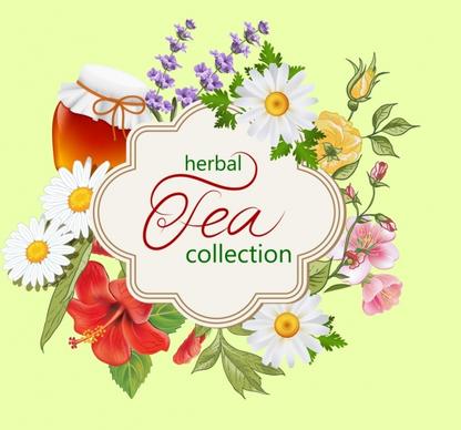 herbal tea background bright colorful flowers decoration