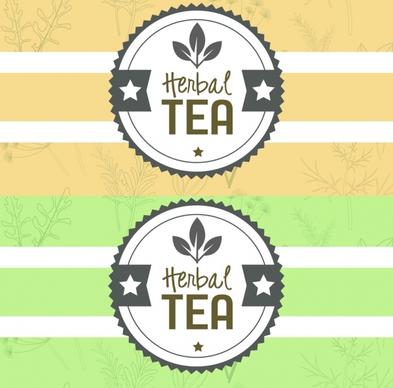herbal tea stamp template flat serrated round design