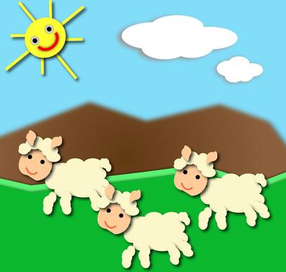 herd of sheep on green grass