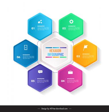 hexagon infographic template symmetric geometry shapes