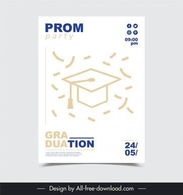 high school graduation party poster template simple hat confetti 