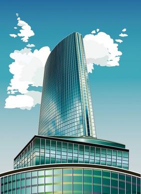 skyscraper template shiny modern design 3d sketch