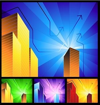 highrise buildings with simple background radiation vector