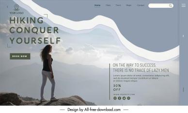 hiking landing page template elegant mountain scene