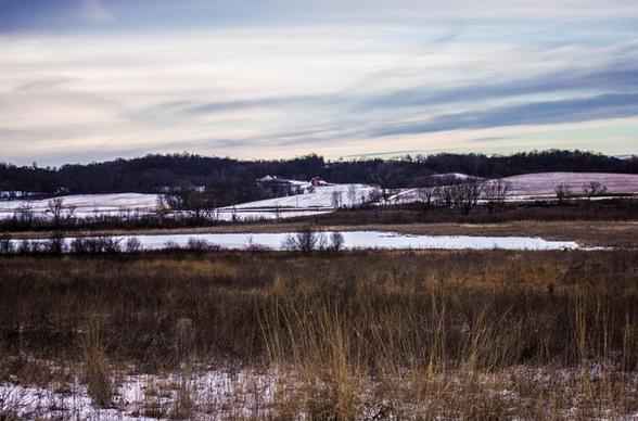 hills landscapes in the winter in wisconsin