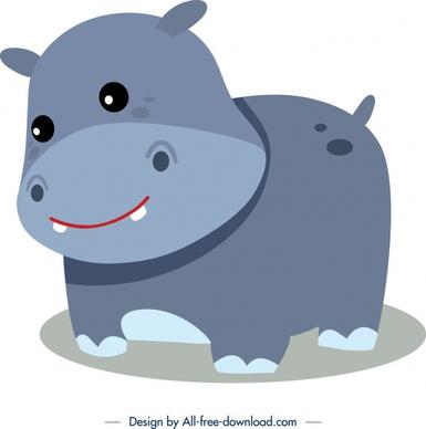 hippo animal icon cute cartoon character sketch