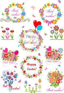 holiday floral objects vector design