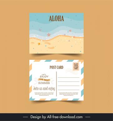 holiday postcard templates elegant flat marine elements 