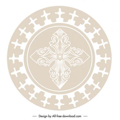 holy cross host sign icon symmetrical silhouette circle design