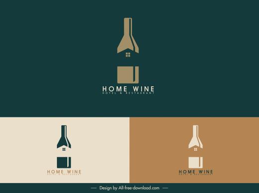 home wine logo template colored flat sketch