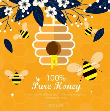 honey advertising yellow bees icons webpage design