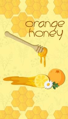 honey advertising yellow orange fruit beehive icons decoration