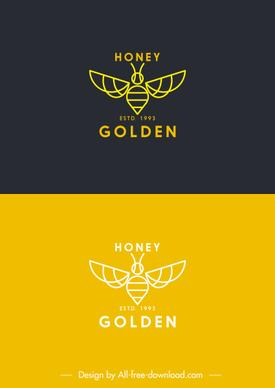 honey bee logotypes classic flat handdrawn sketch