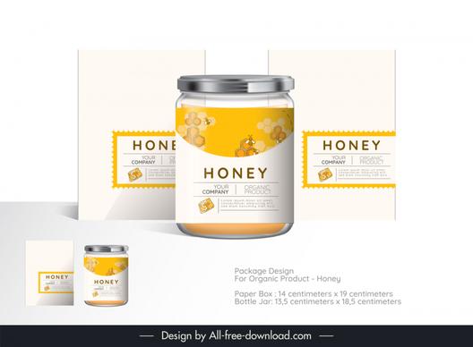 honey box and bottle jar sticker template modern elegant realistic sketch