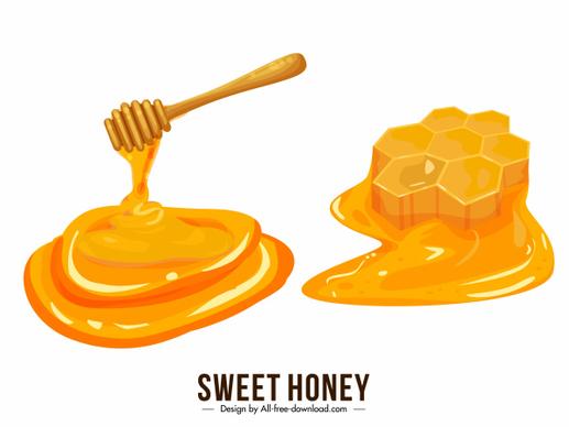 honey design elements melting droplets liquid sketch