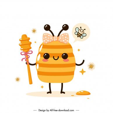 honeybee design elements cute stylized cartoon