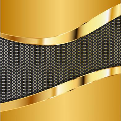 honeycomb pattern and gold background vector