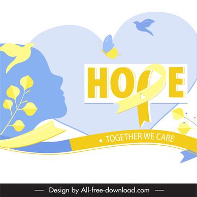 hope banner template silhouette lady face flower ribbon decor