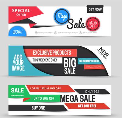 horizontal sale banners sets with modern style design