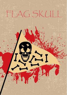 horror flag template blood skull bone icons decoration
