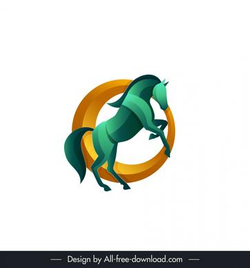 horse logotype 3d modern circle dynamic sketch