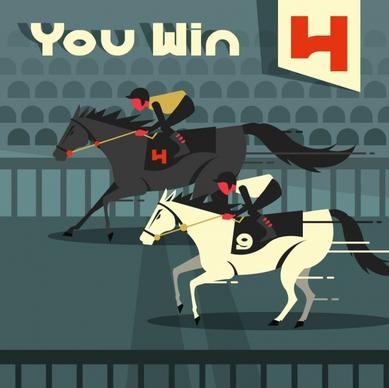 horse race painting classical cartoon sketch