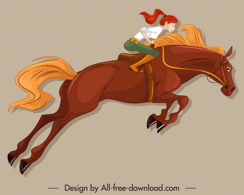 horse rider icon motion sketch cartoon character