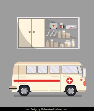 hospital design elements ambulance medicine shelf sketch